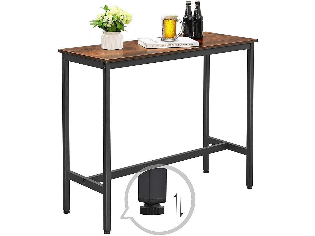 Bartafel rustieke stijl staal zwart 100x40x90 cm