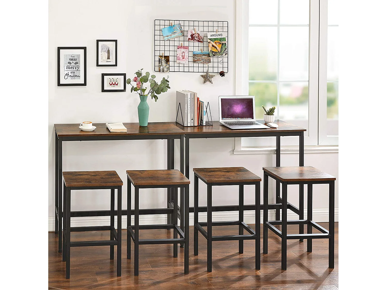 Bartafel rustieke stijl staal zwart 100x40x90 cm