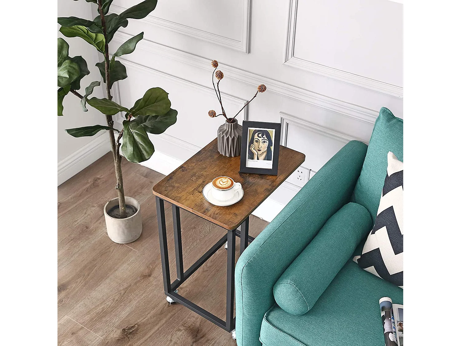 Rijtafel op wielen LNT50X rustiek bruin zwart 50x35x61/56,5 cm