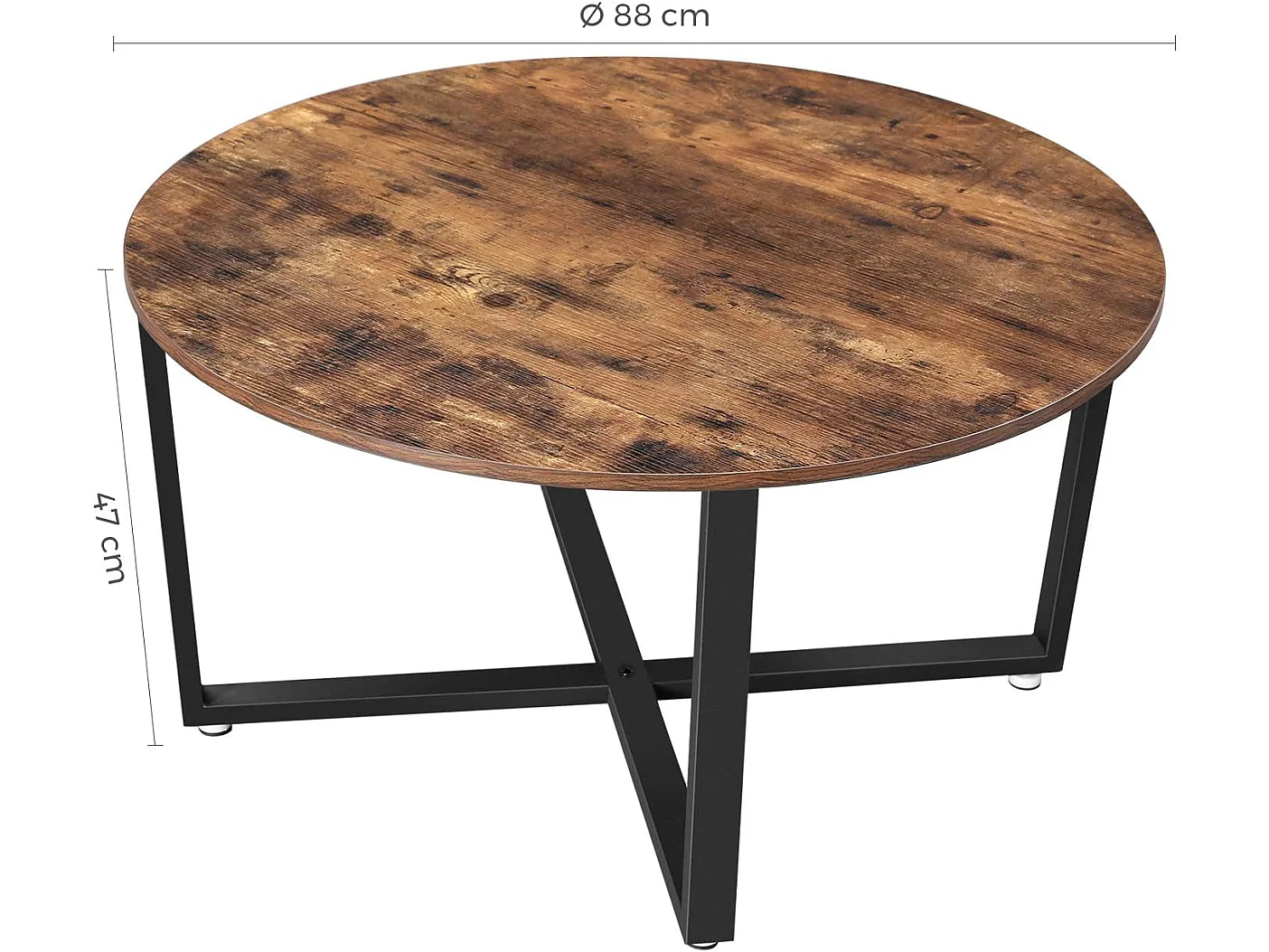 Ronde salontafel LCT88X rustiek bruin zwart 88x47 cm