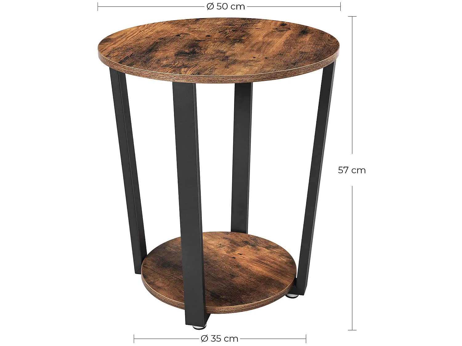 Ronde salontafel LET57X rustiek bruin staal 50x50x57 cm