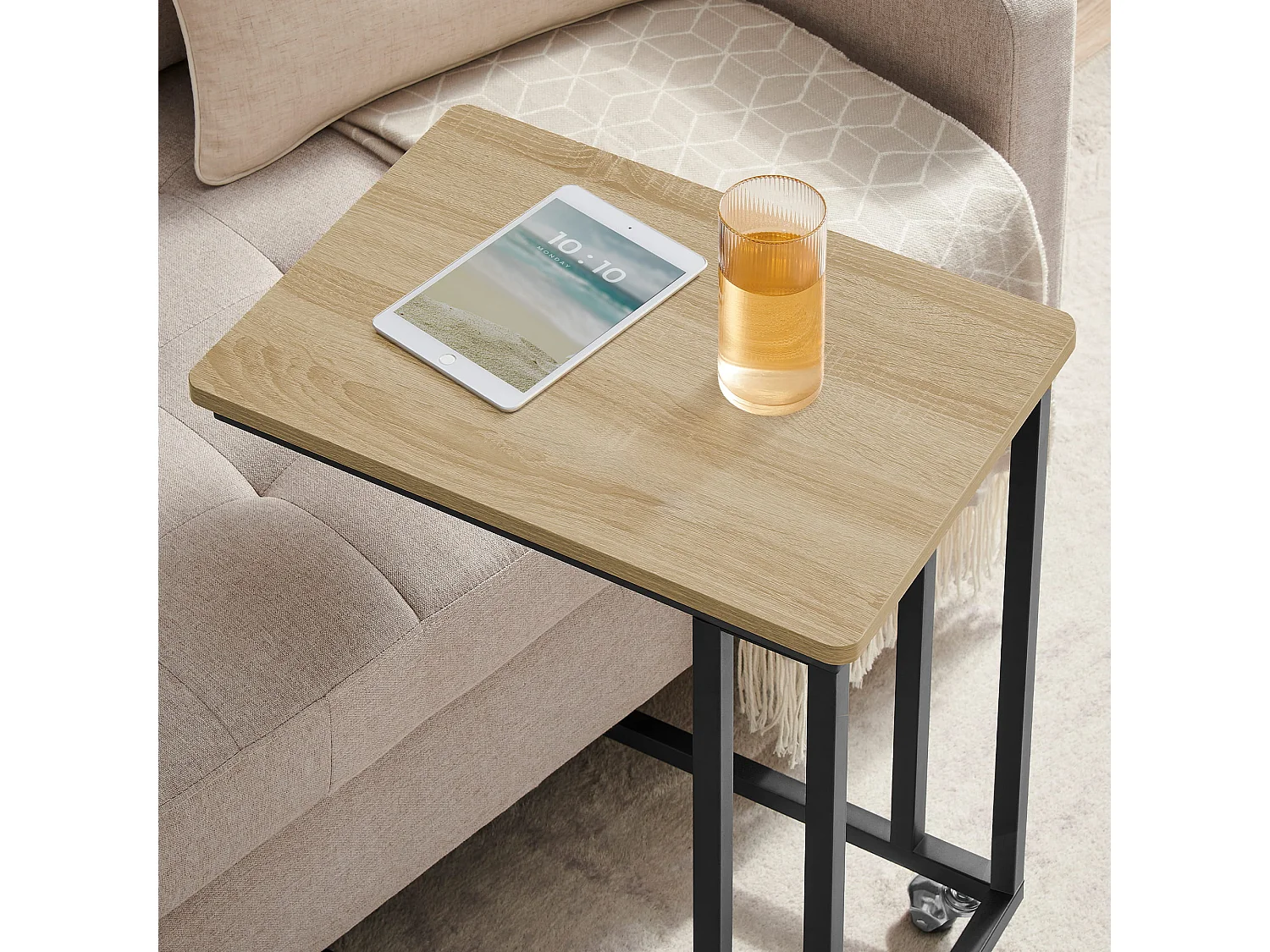 Salontafel op wielen LNT050B11 sonoma zwart 50x35x60/56 cm
