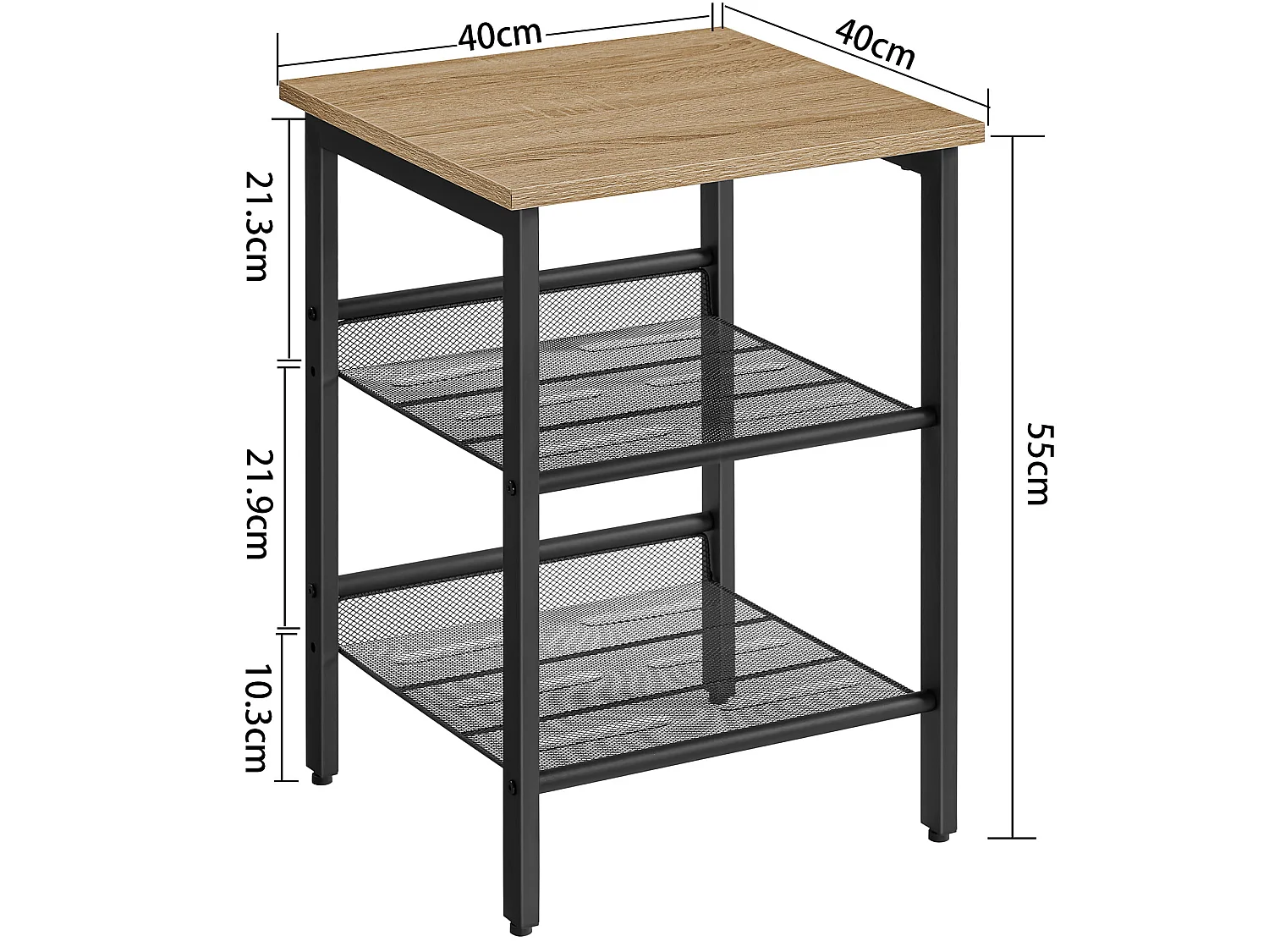 Bijzettafel met kastje loft sonoma zwart 40x40x55 cm LET023B11