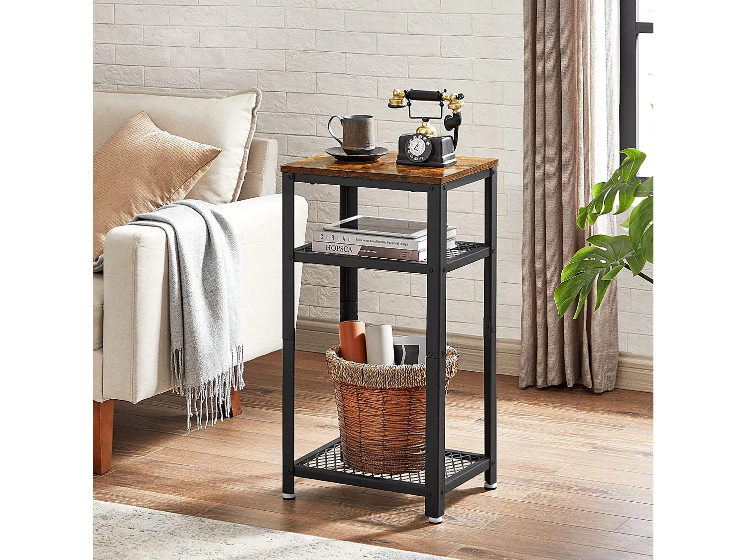 Table basse avec rangement en bois chocolat 75x45x75 cm LET75BX