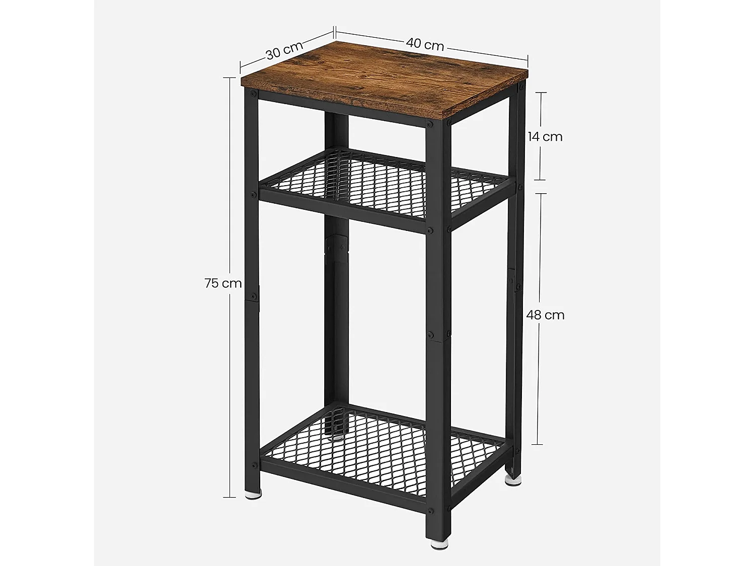 Table basse avec rangement en bois chocolat 75x45x75 cm LET75BX