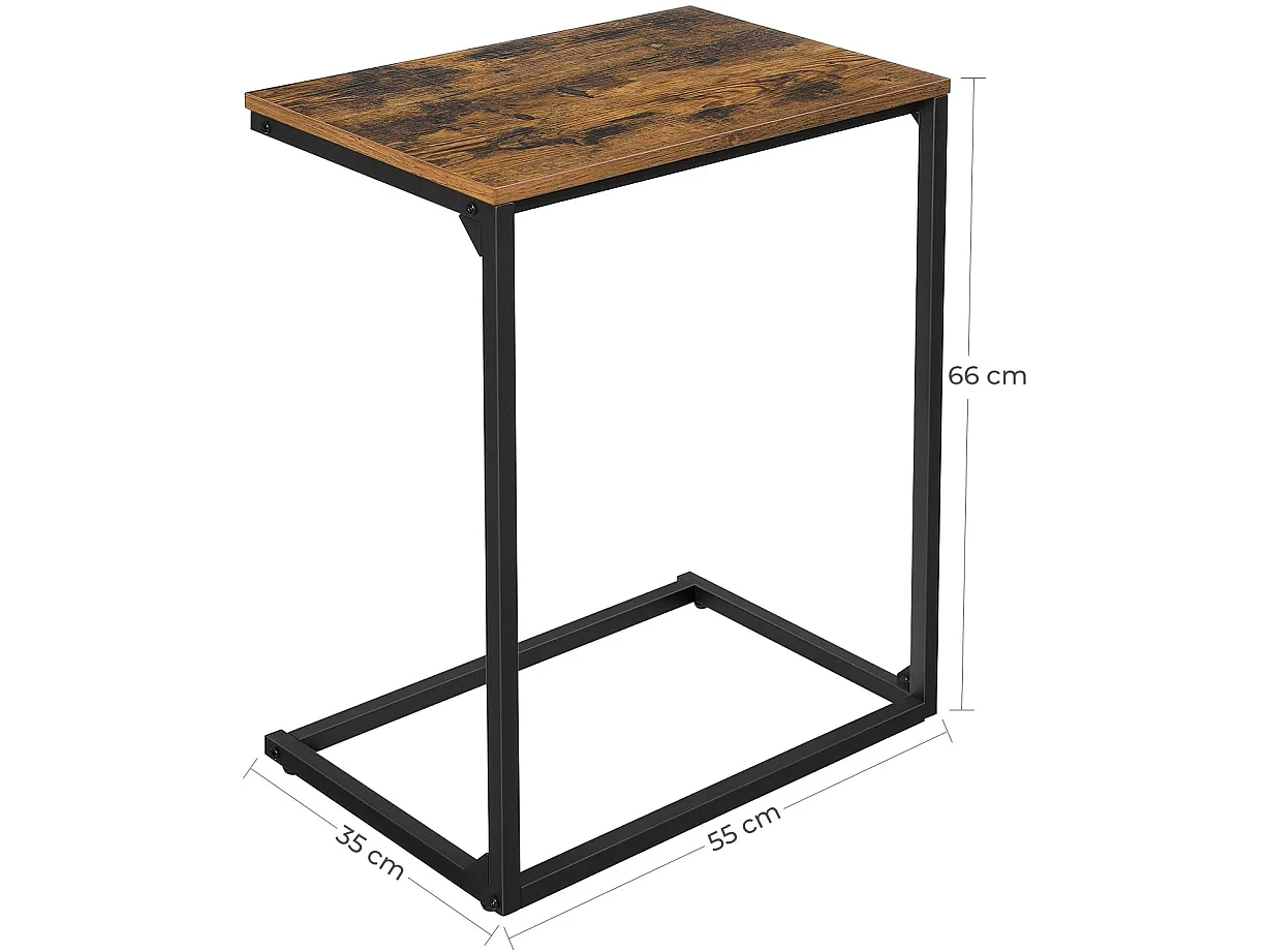 Bijzettafel LNT52BX rustieke stijl spaanplaat staal bruin 55x35x66 cm
