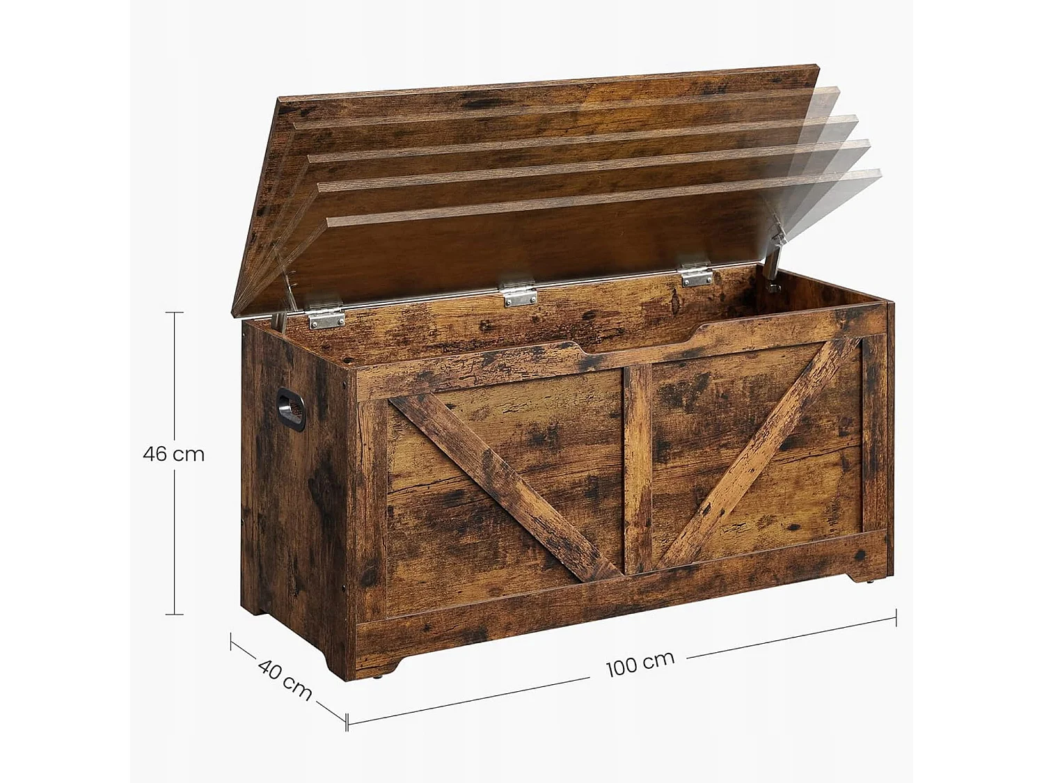 Opbergkist praktisch spaanplaat zwart 100x40x46 cm