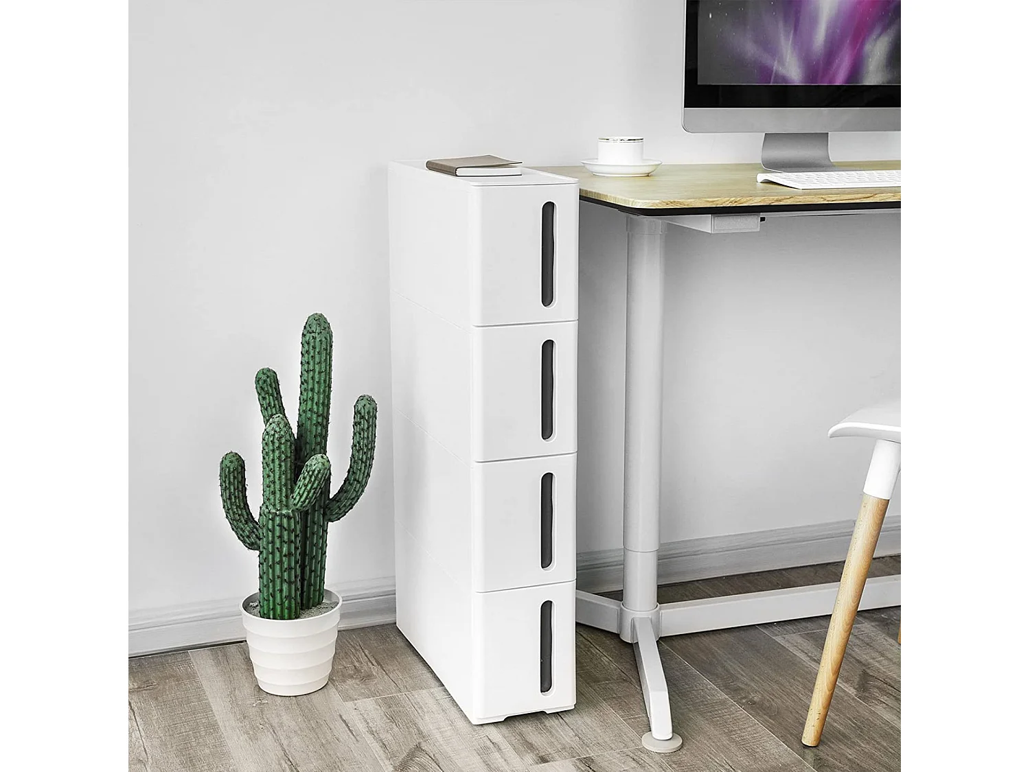 Badkamerkast op wielen met lades polypropyleen wit 17,3x45,2x84 cm