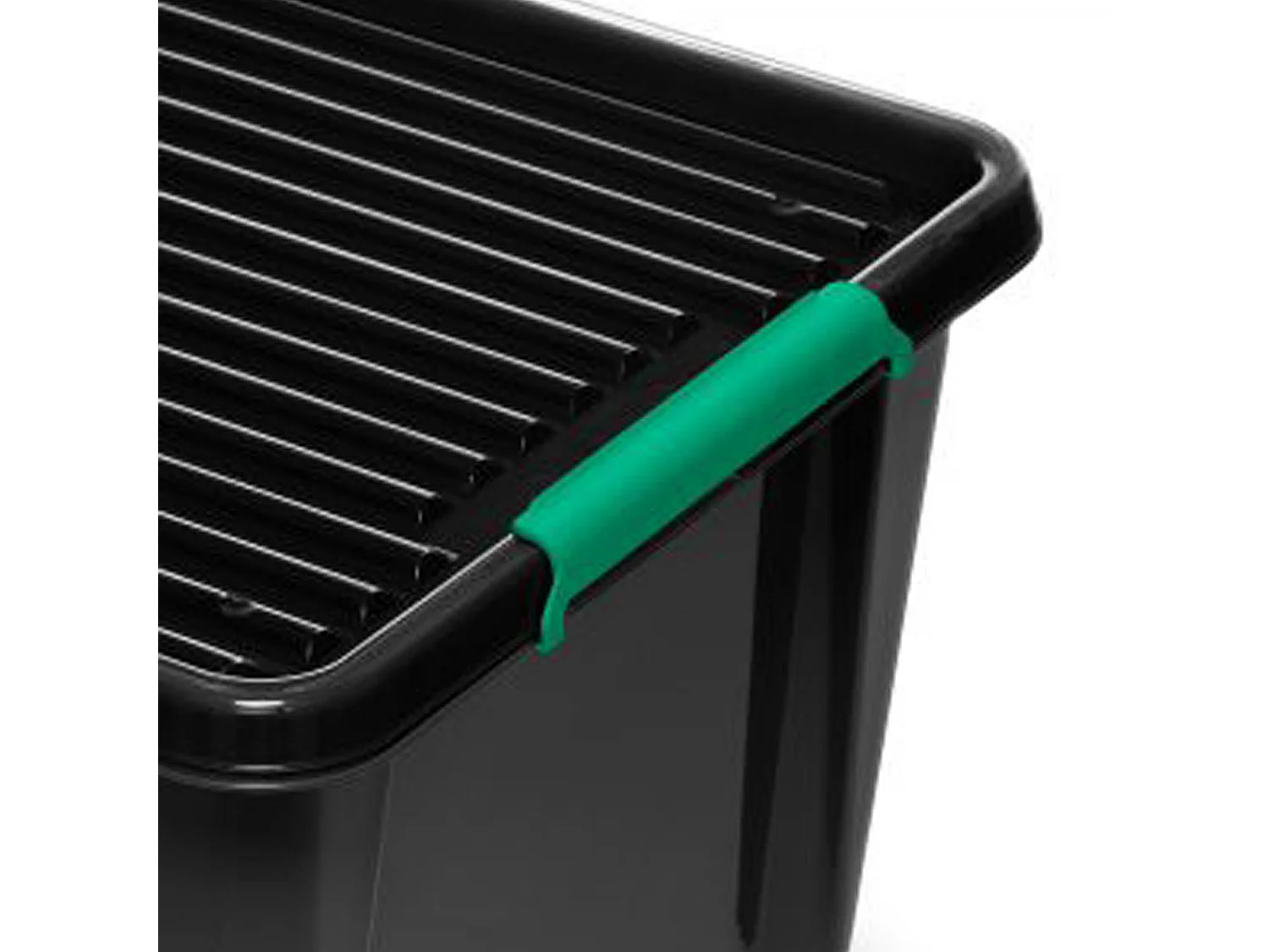 Opbergbox met deksel polypropyleen zwart/groen 39x39x26,5 cm
