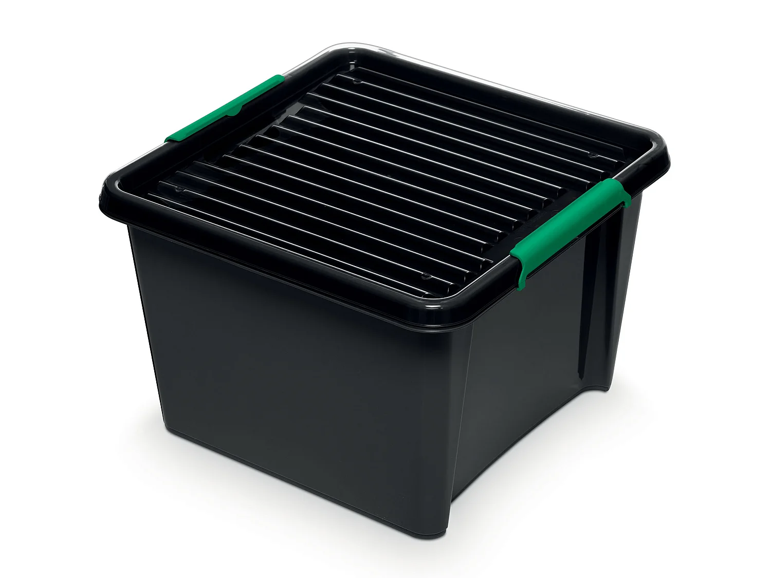 Opbergbox met deksel polypropyleen zwart/groen 39x39x26,5 cm