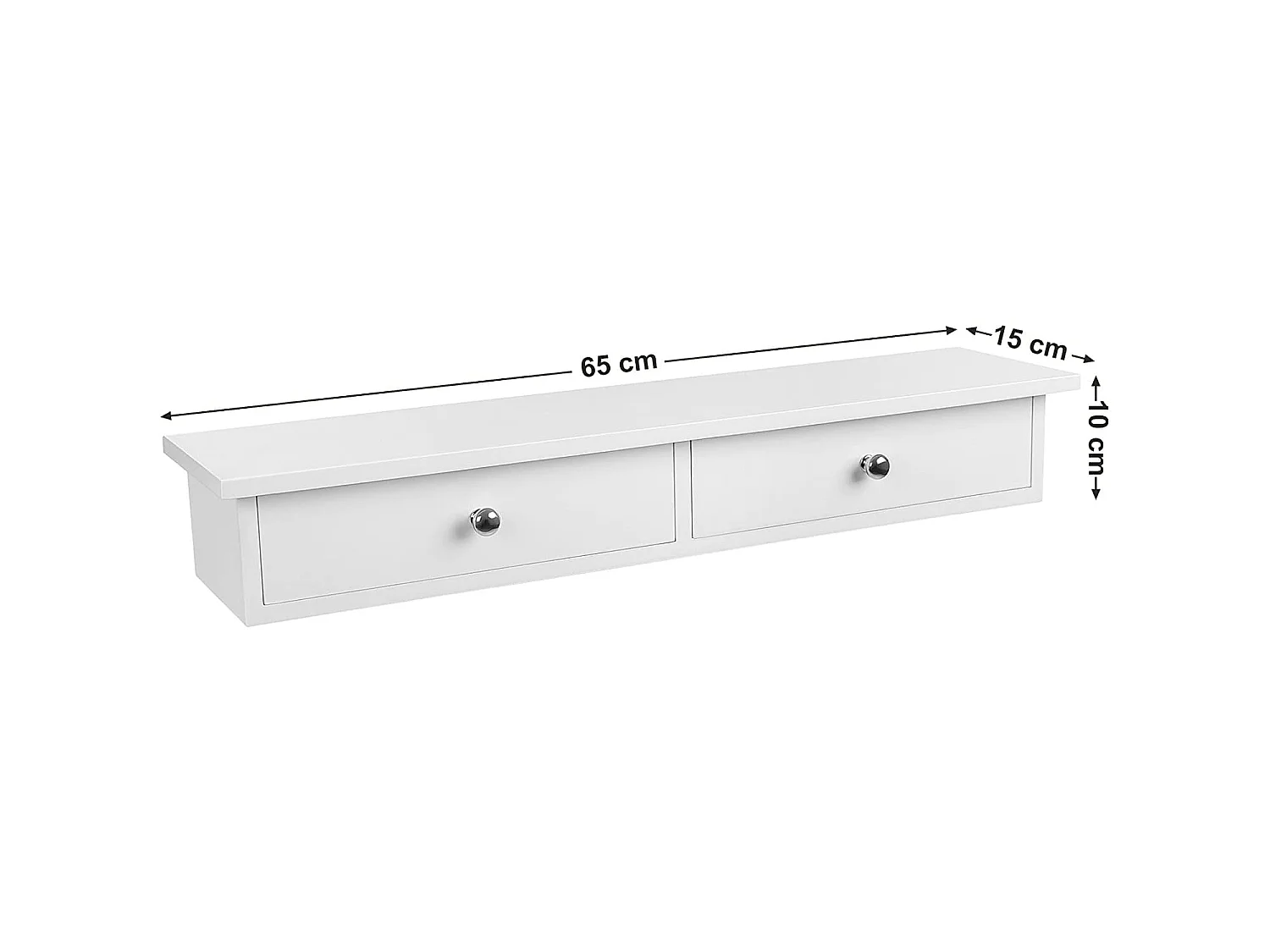 Wandkast met lades voor kinderkamer MDF wit 65x15x10 cm