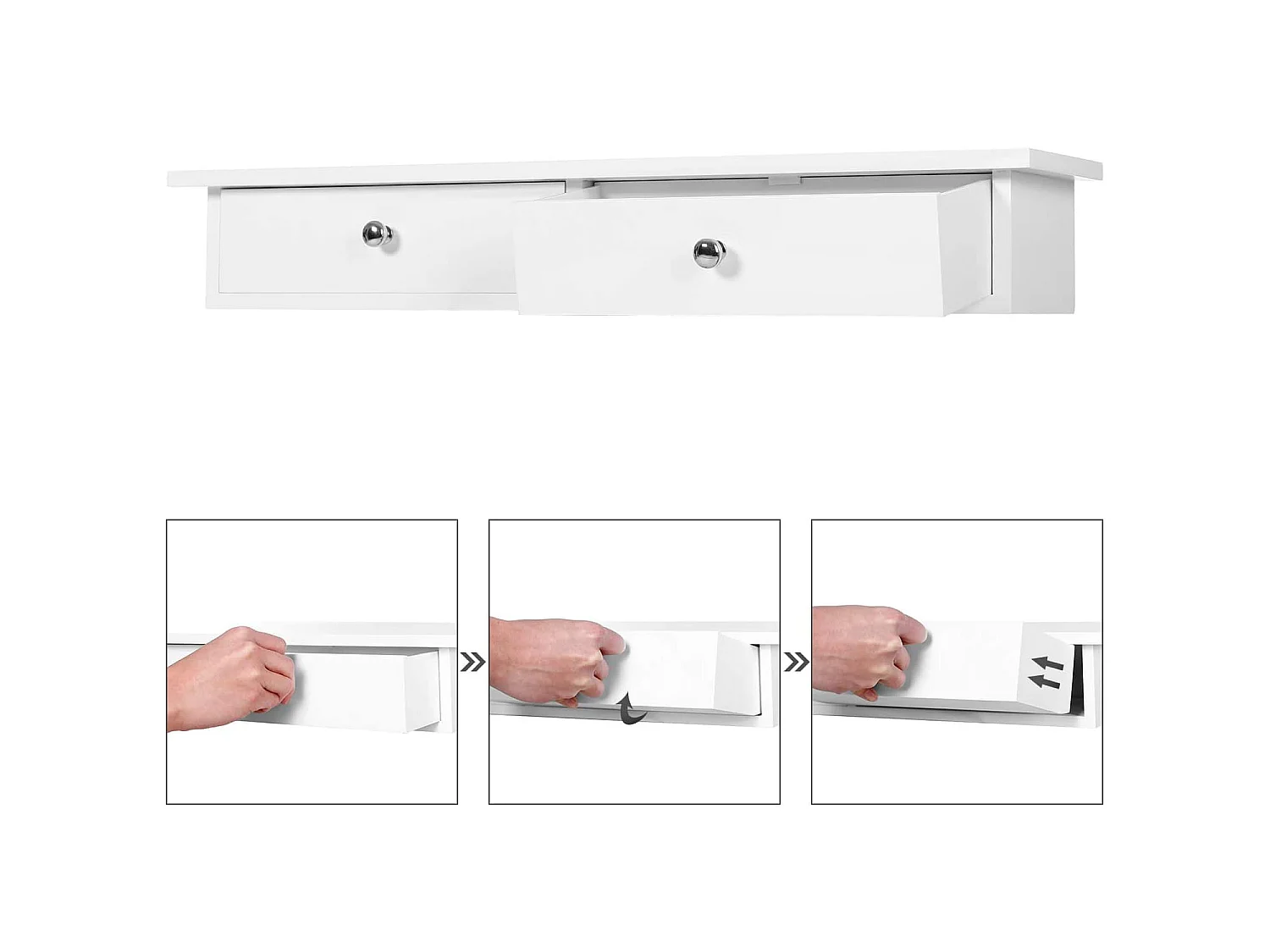 Wandkast met lades voor kinderkamer MDF wit 65x15x10 cm