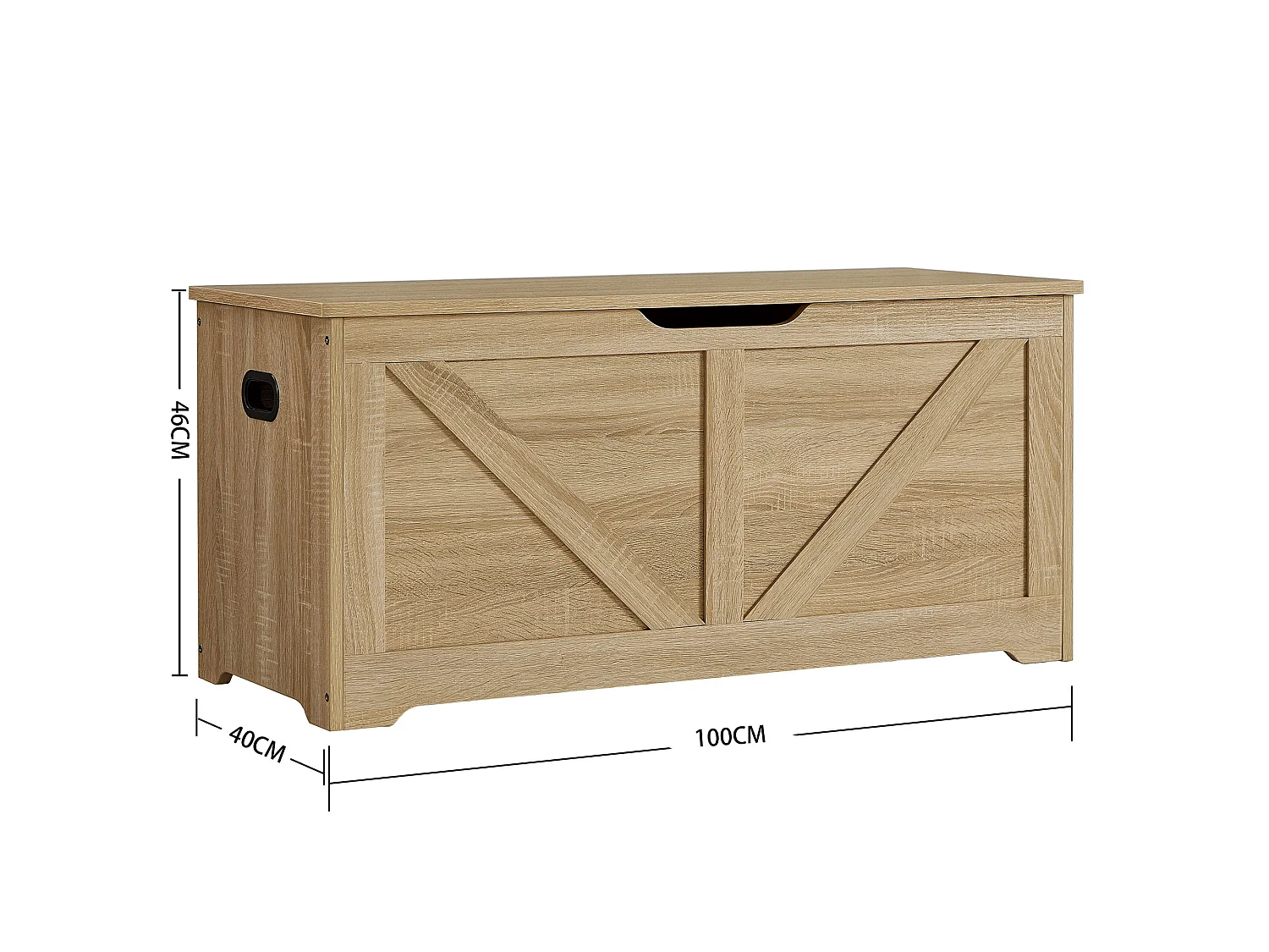 Opbergkist Sonoma houten zwart 100x40x46 cm