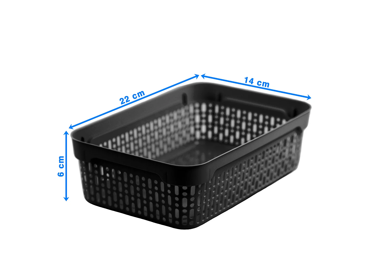 Panier ajouré en plastique pour cosmétiques noir 22x14x6 cm