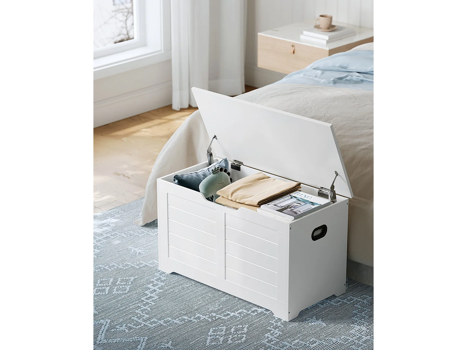 Opbergkist praktisch spaanplaat wit 80x40x46 cm