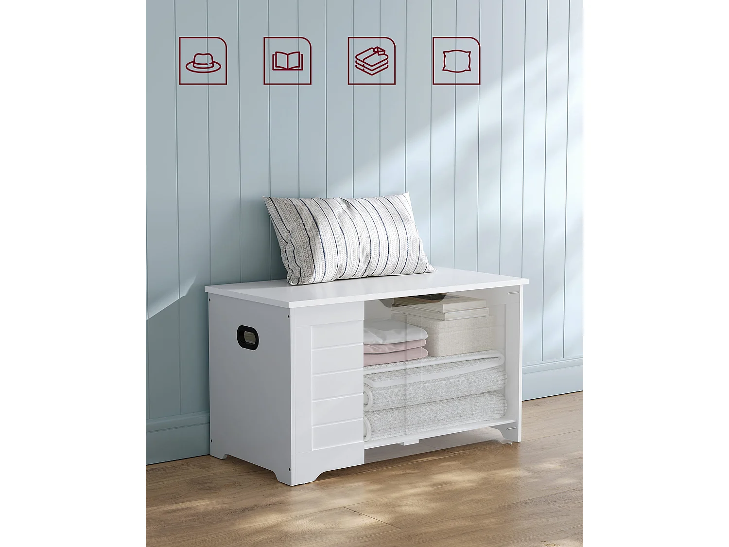 Opbergkist praktisch spaanplaat wit 80x40x46 cm