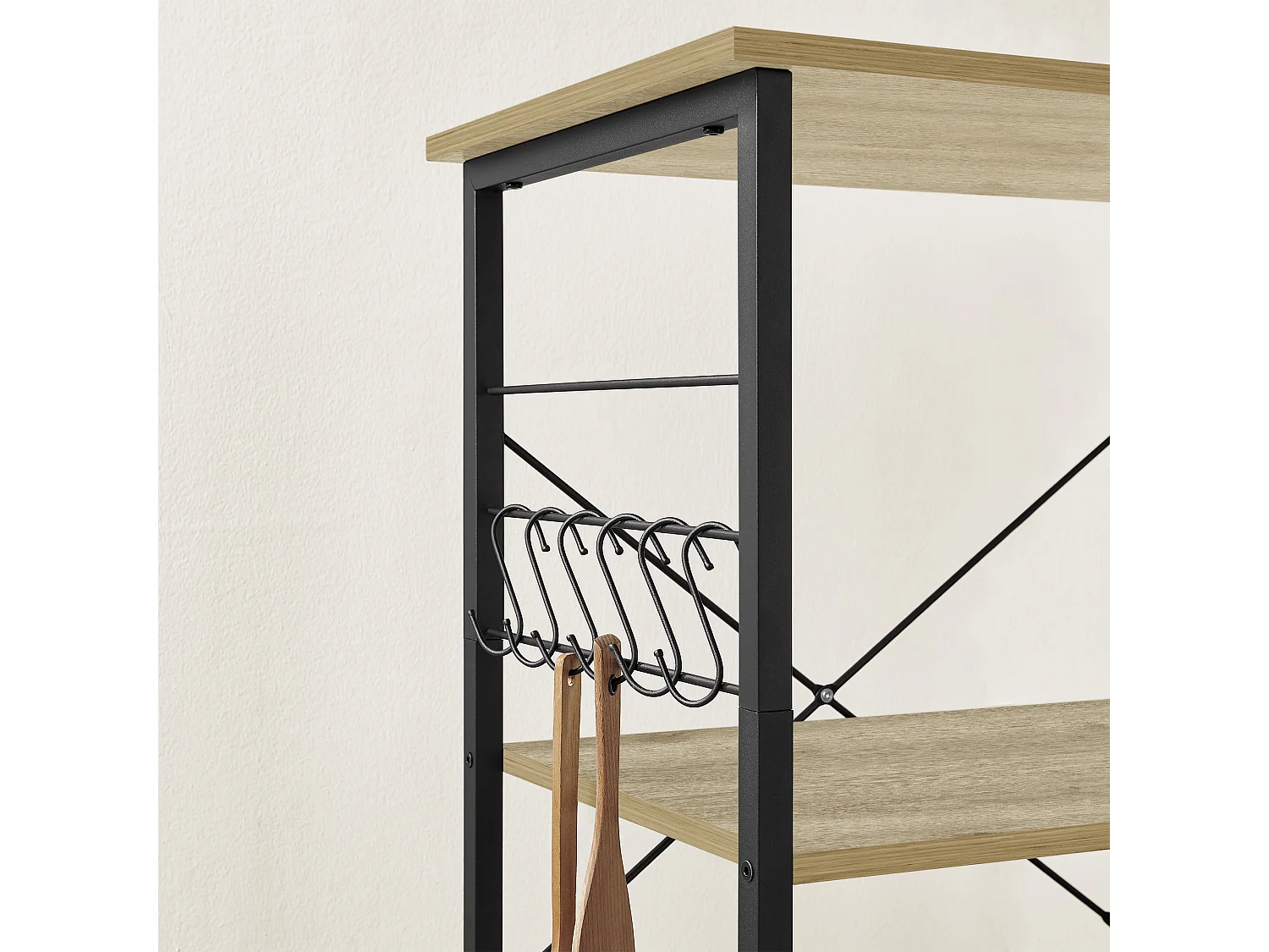 Chariot de cuisine sur roulettes Artisan bois noir 60x40x89 cm