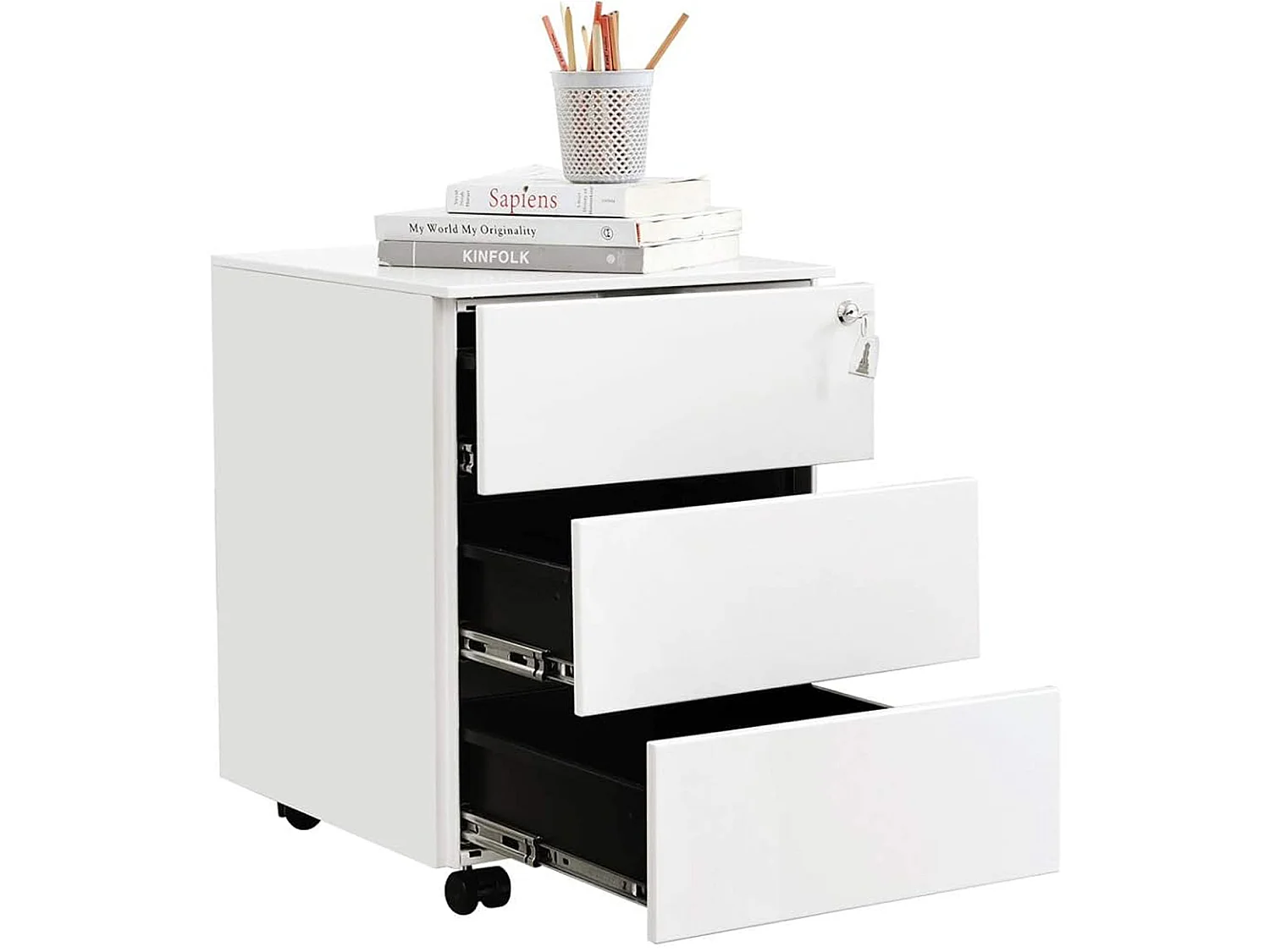 Armoire à documents de bureau en métal blanc 39x45,1x53,8 cm