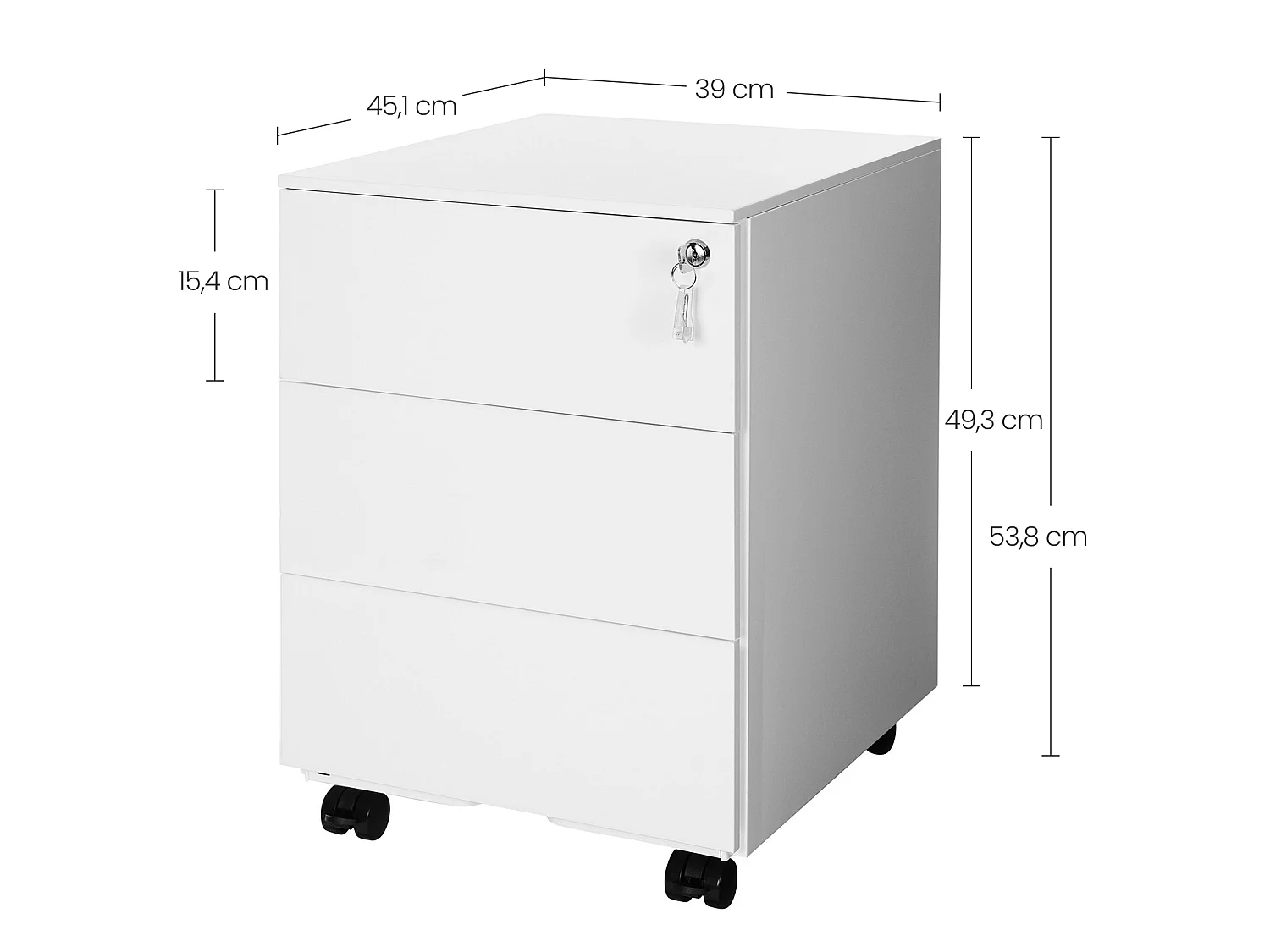 Armoire à documents de bureau en métal blanc 39x45,1x53,8 cm