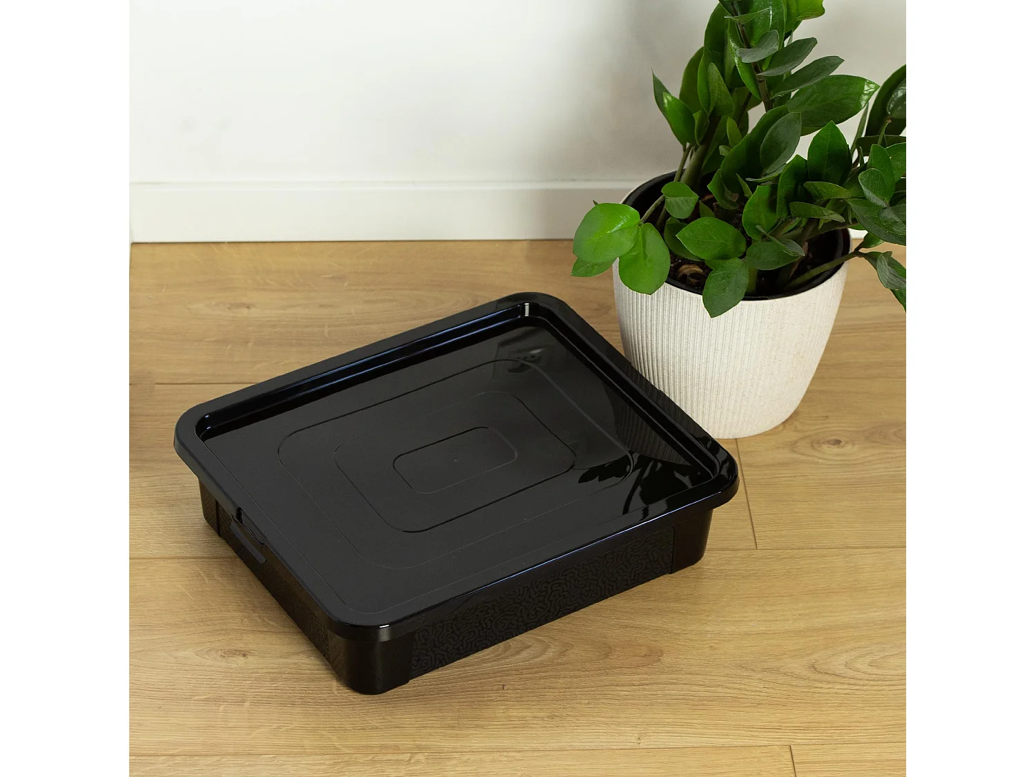 Kunststof opbergbox met deksel MultiBox 40x33x10 cm, 10 L zwart