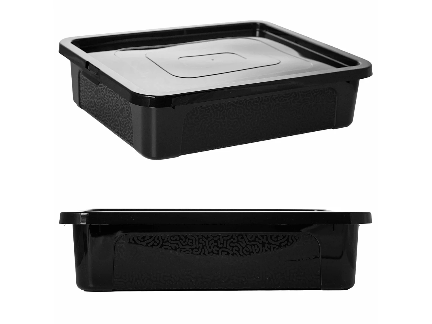 Kunststof opbergbox met deksel MultiBox 40x33x10 cm, 10 L zwart
