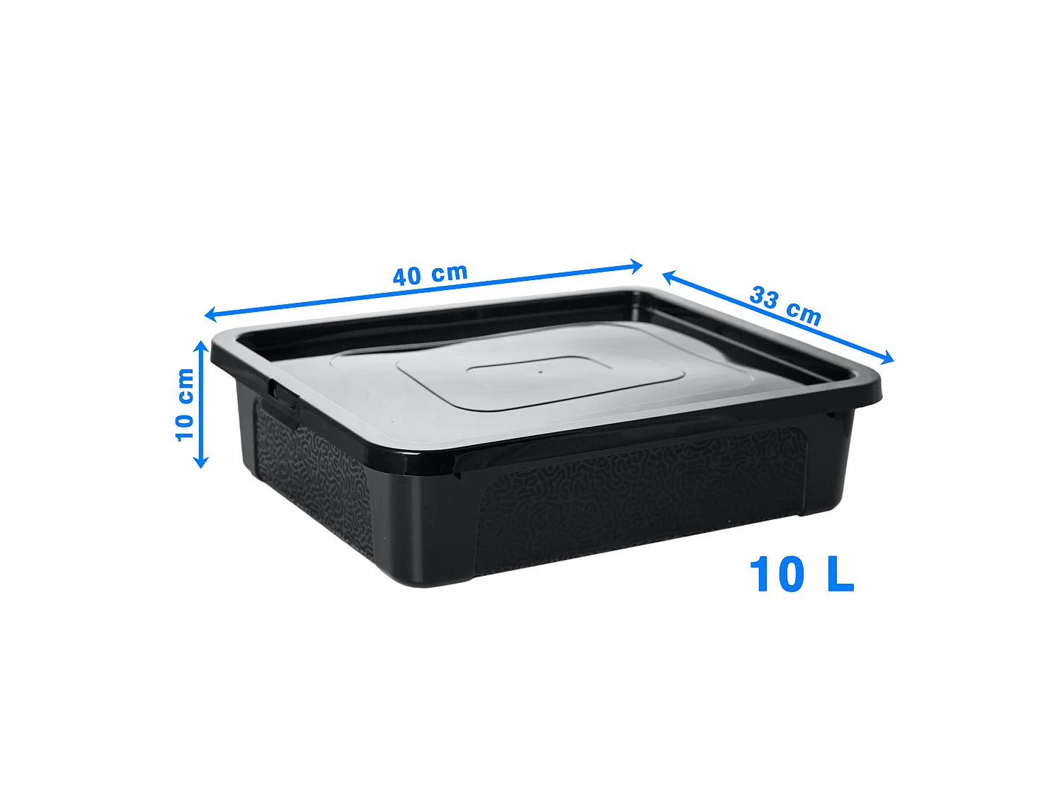 Kunststof opbergbox met deksel MultiBox 40x33x10 cm, 10 L zwart