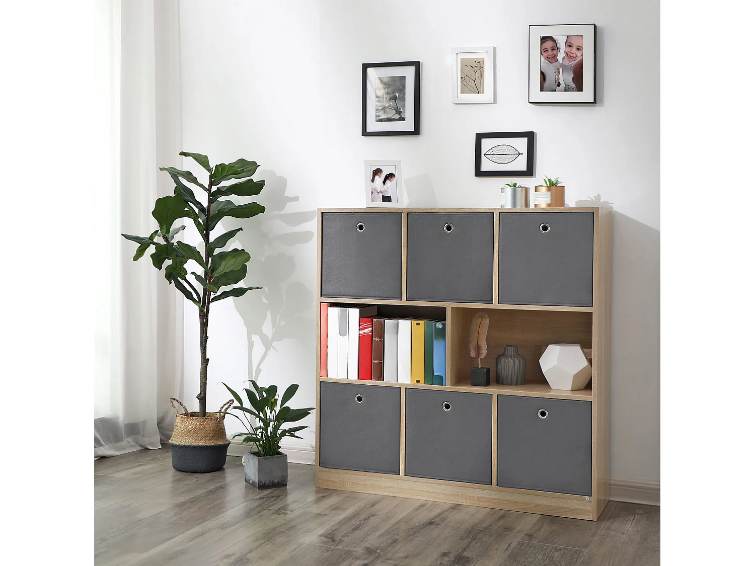 Organisateur de rangement pratique en non-tissé gris 30x30x30 cm