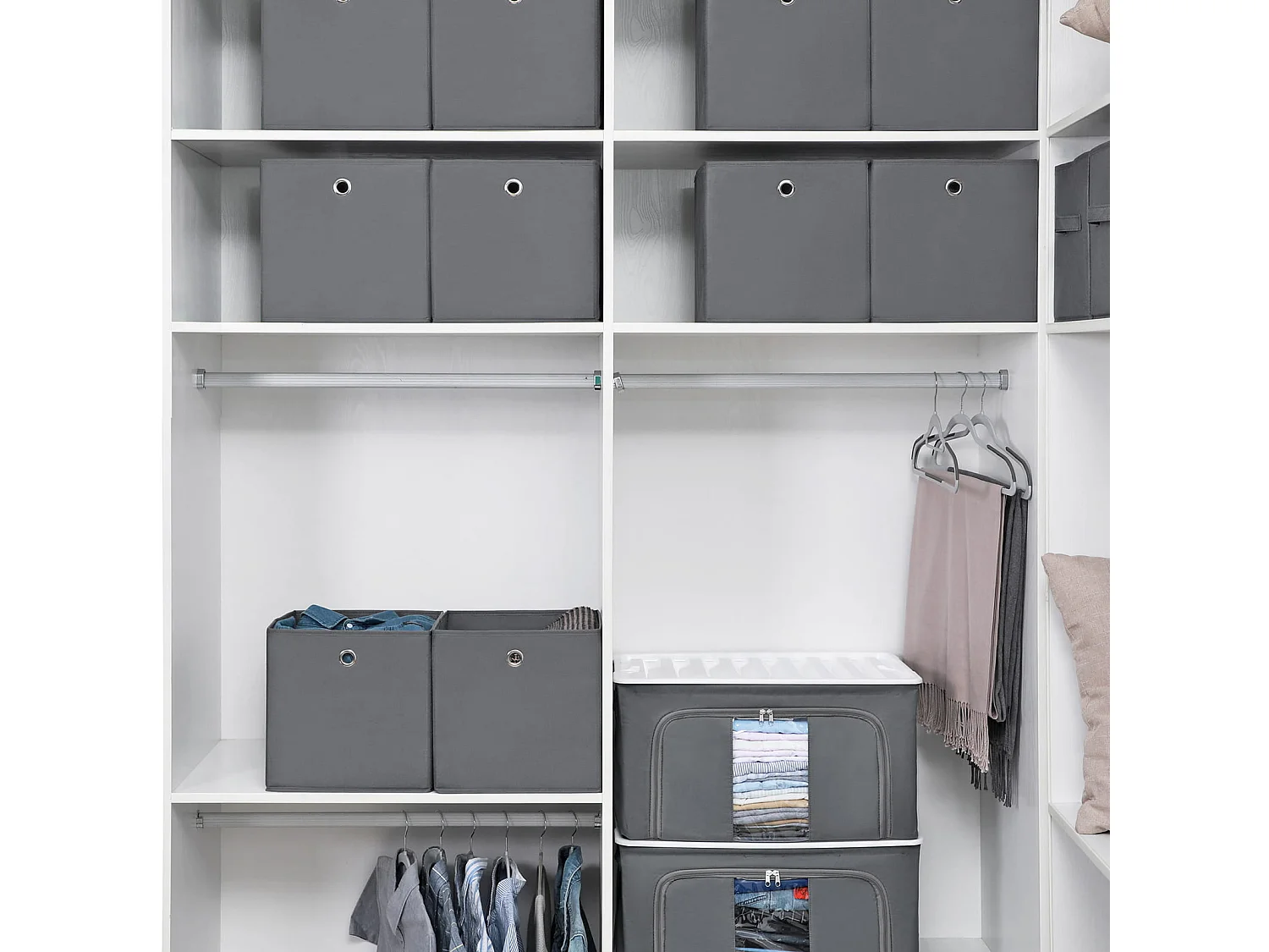 Organisateur de rangement pratique en non-tissé gris 30x30x30 cm