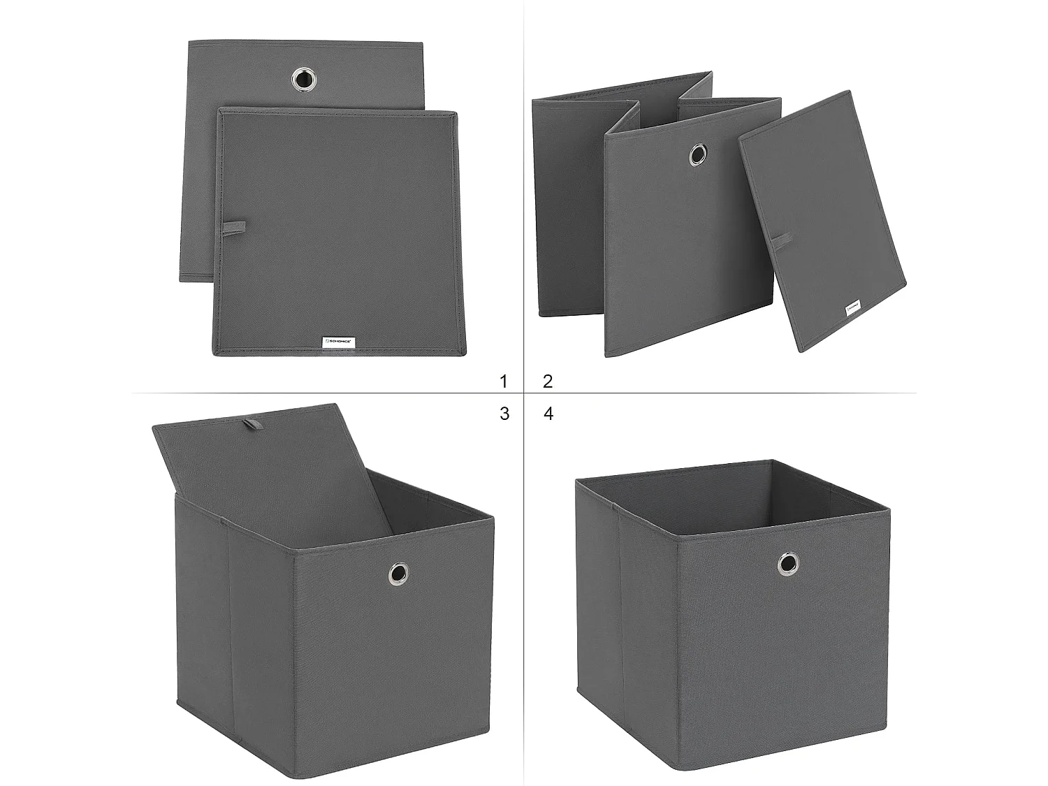 Organisateur de rangement pratique en non-tissé gris 30x30x30 cm