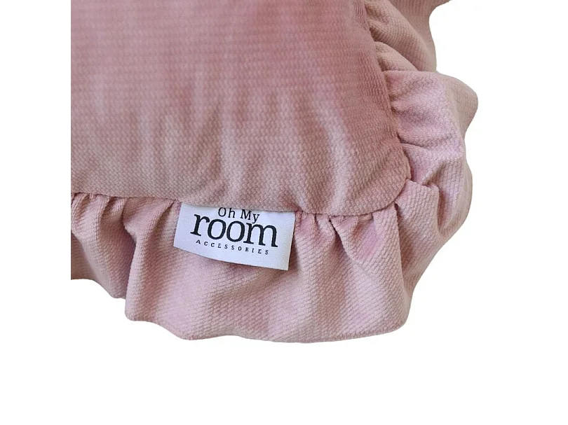 Housse de coussin à volants effet velours polyester rose clair 40x40 cm