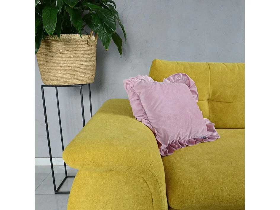 Housse de coussin à volants effet velours polyester rose clair 40x40 cm