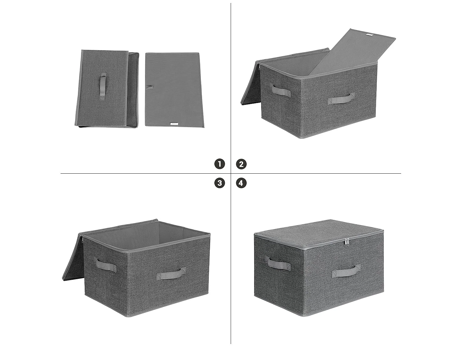 Organisateur de rangement pratique en non-tissé gris 40x30x25 cm