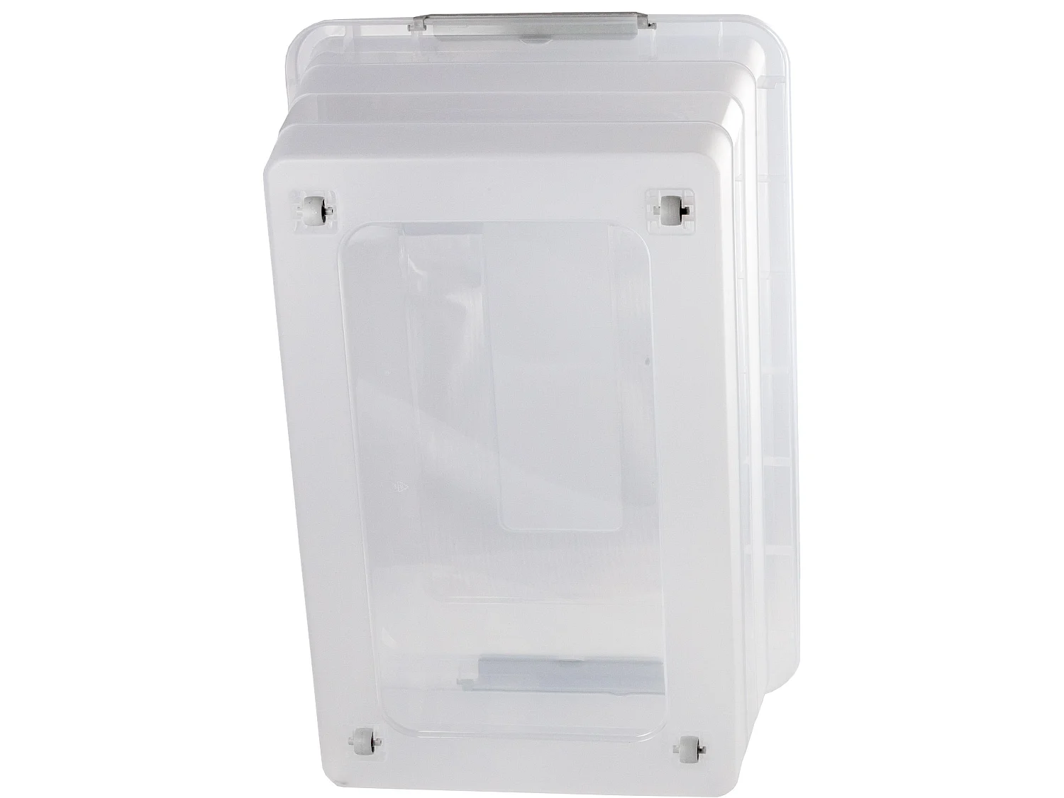 Kunststof opbergbox met deksel en wielen transparant 58.5x38.5x24.5 cm
