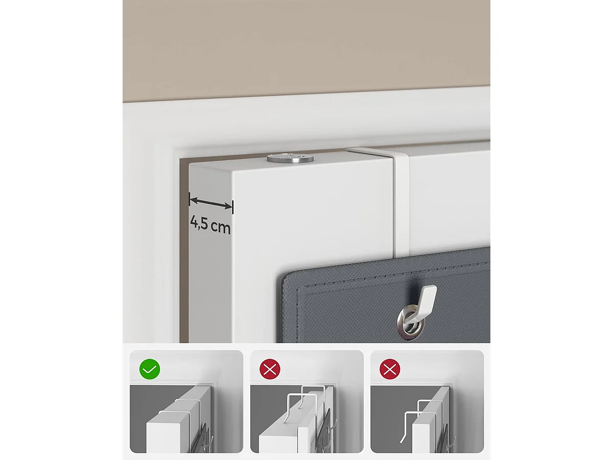 Organisateur suspendu de rangement en non-tissé gris 33,5x12x100 cm