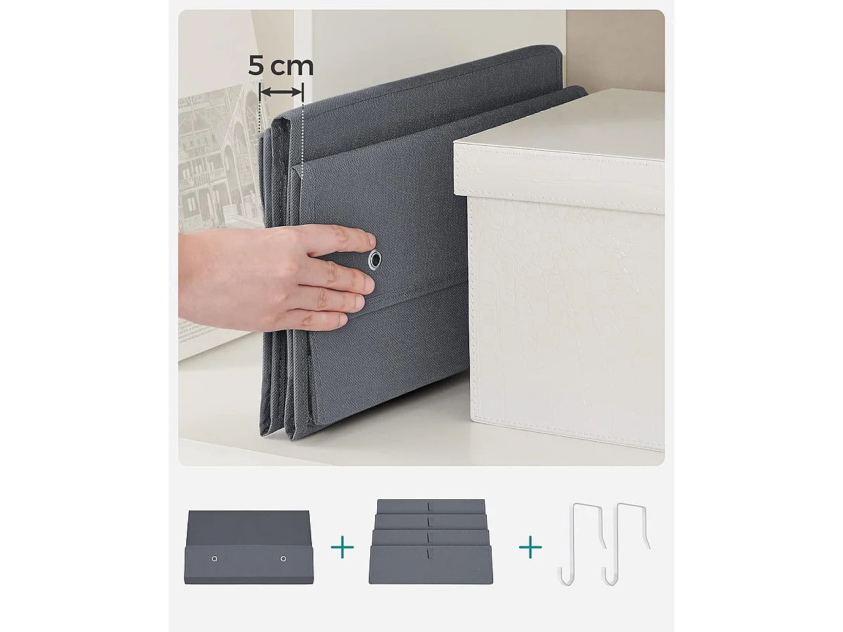 Organisateur suspendu de rangement en non-tissé gris 33,5x12x100 cm