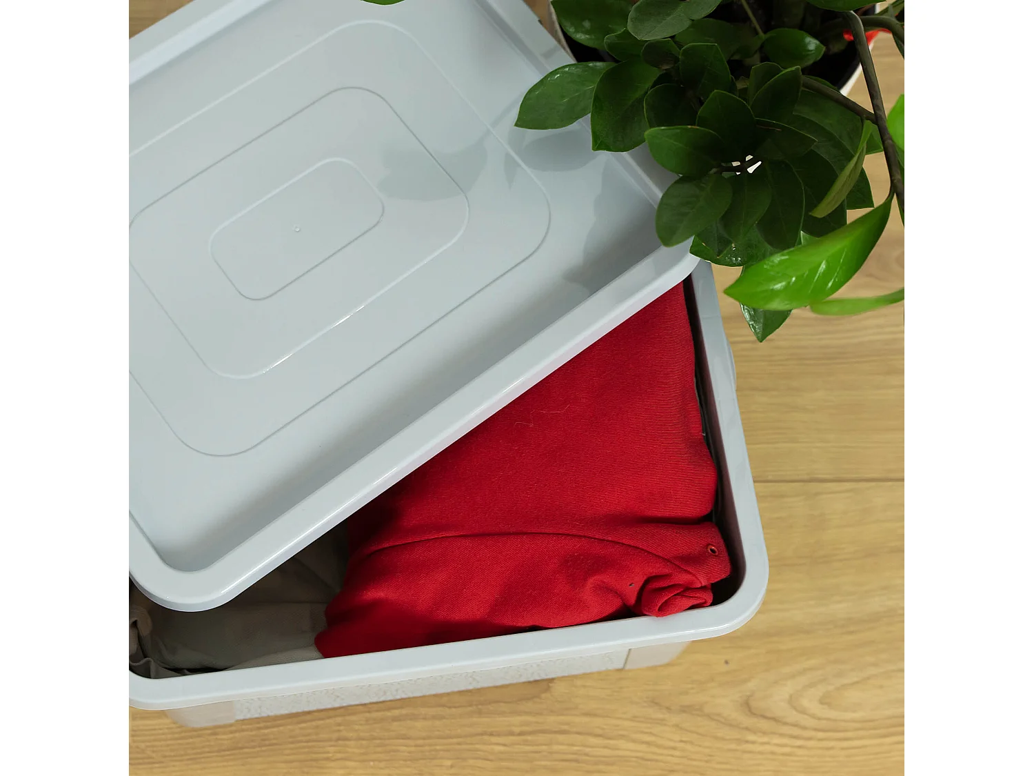Plastic opbergbox met deksel kunststof grijs 40x33x20 cm, 20 L