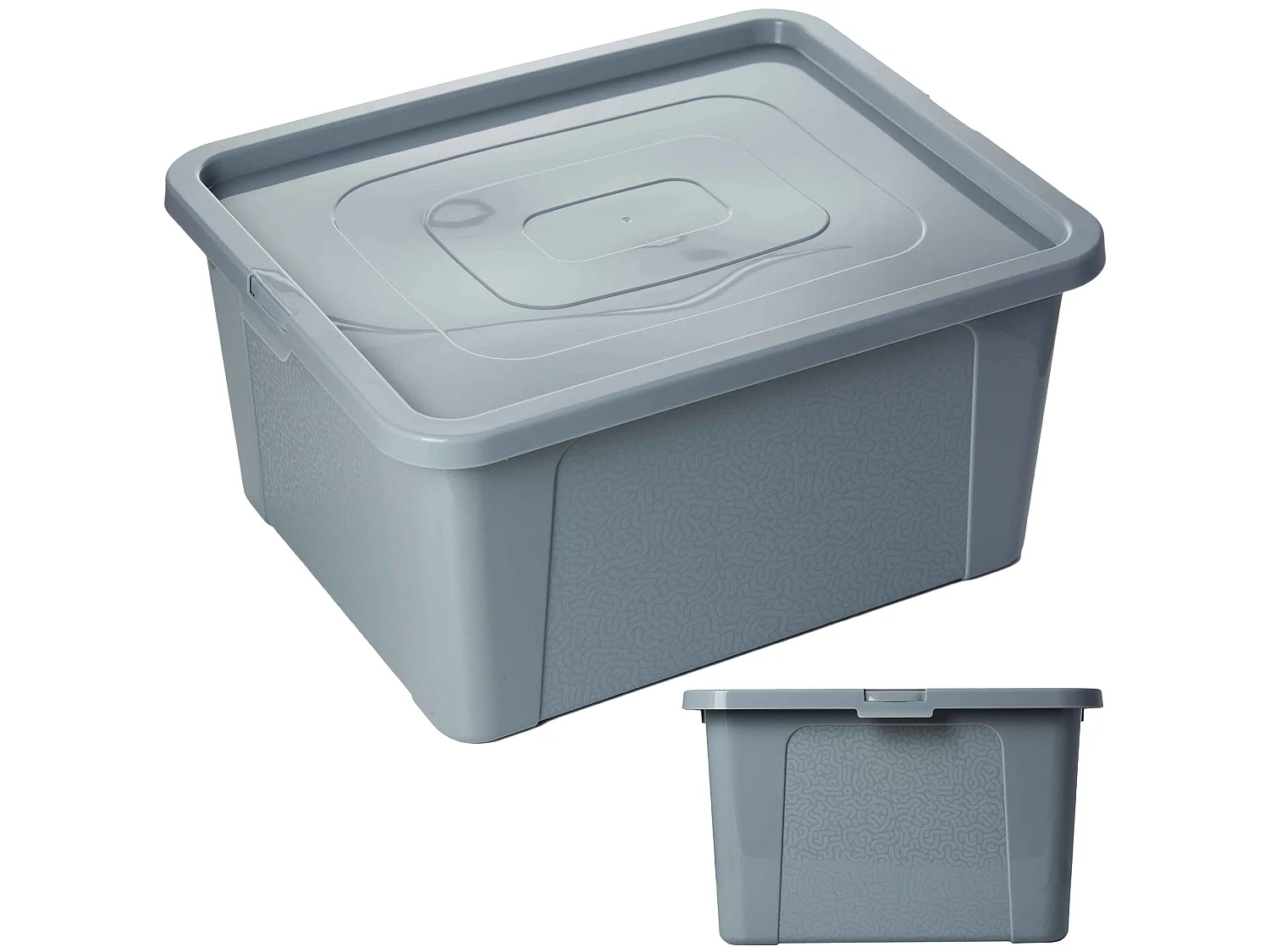 Plastic opbergbox met deksel kunststof grijs 40x33x20 cm, 20 L