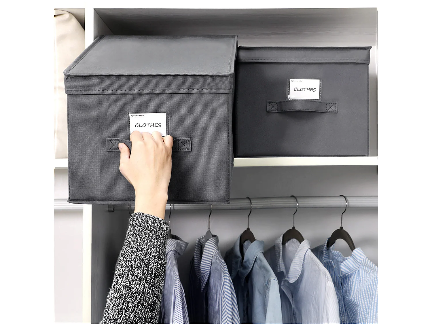 Organisateur de rangement pratique en non-tissé gris 30x40x25 cm