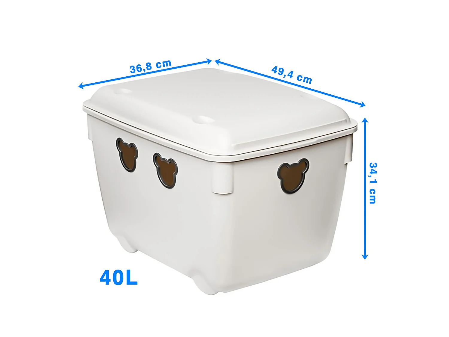 Plastic opbergbox voor speelgoed met deksel kunststof wit 40 L 34,1 cm