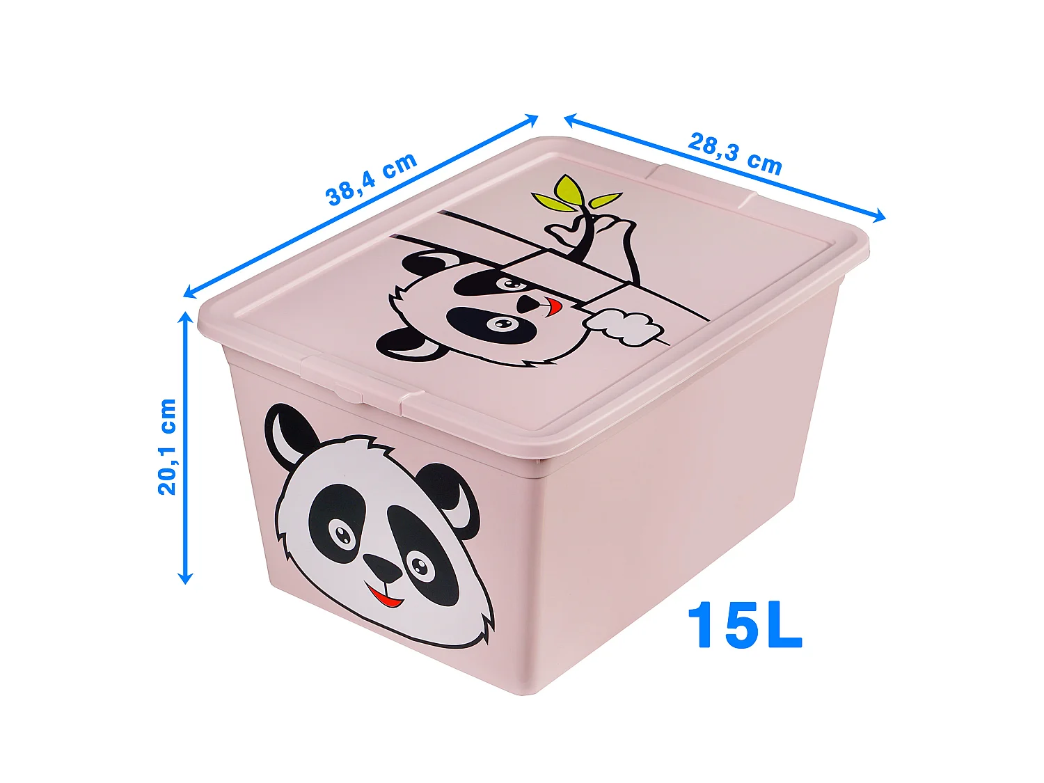 Boîte de rangement pour jouets avec couvercle plastique rose panda 15 L 38,4x28,3x20,1 cm