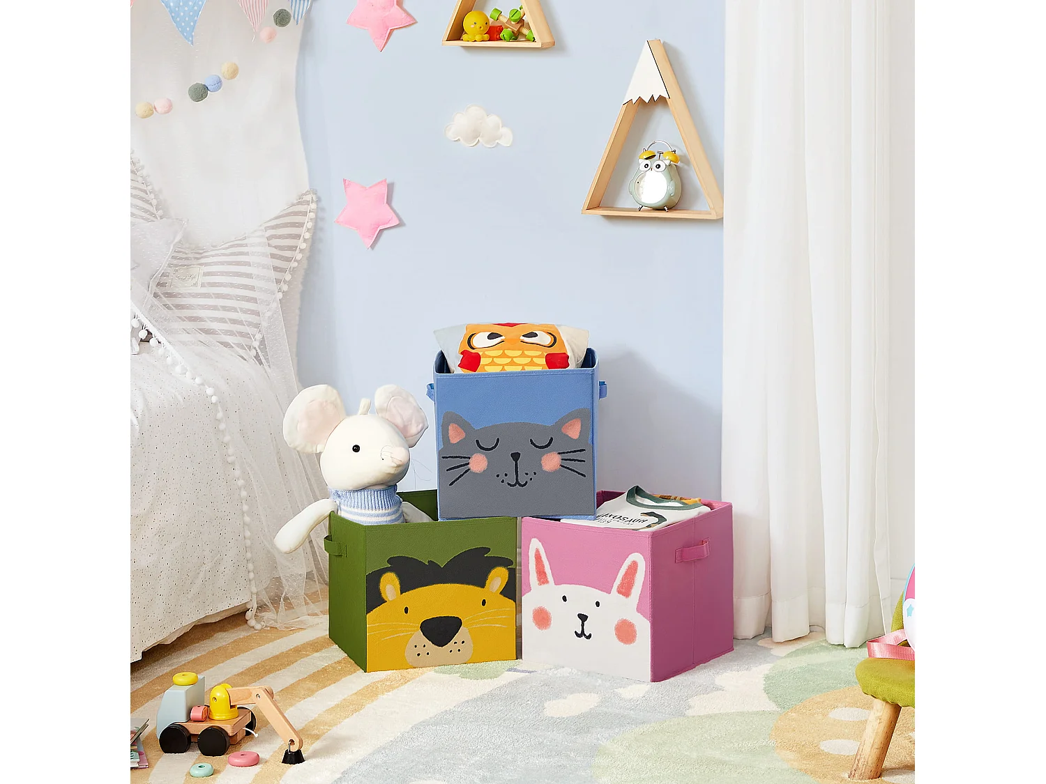 Opbergbox voor kinderen praktisch vliesstof karton grijs 30x30x30 cm