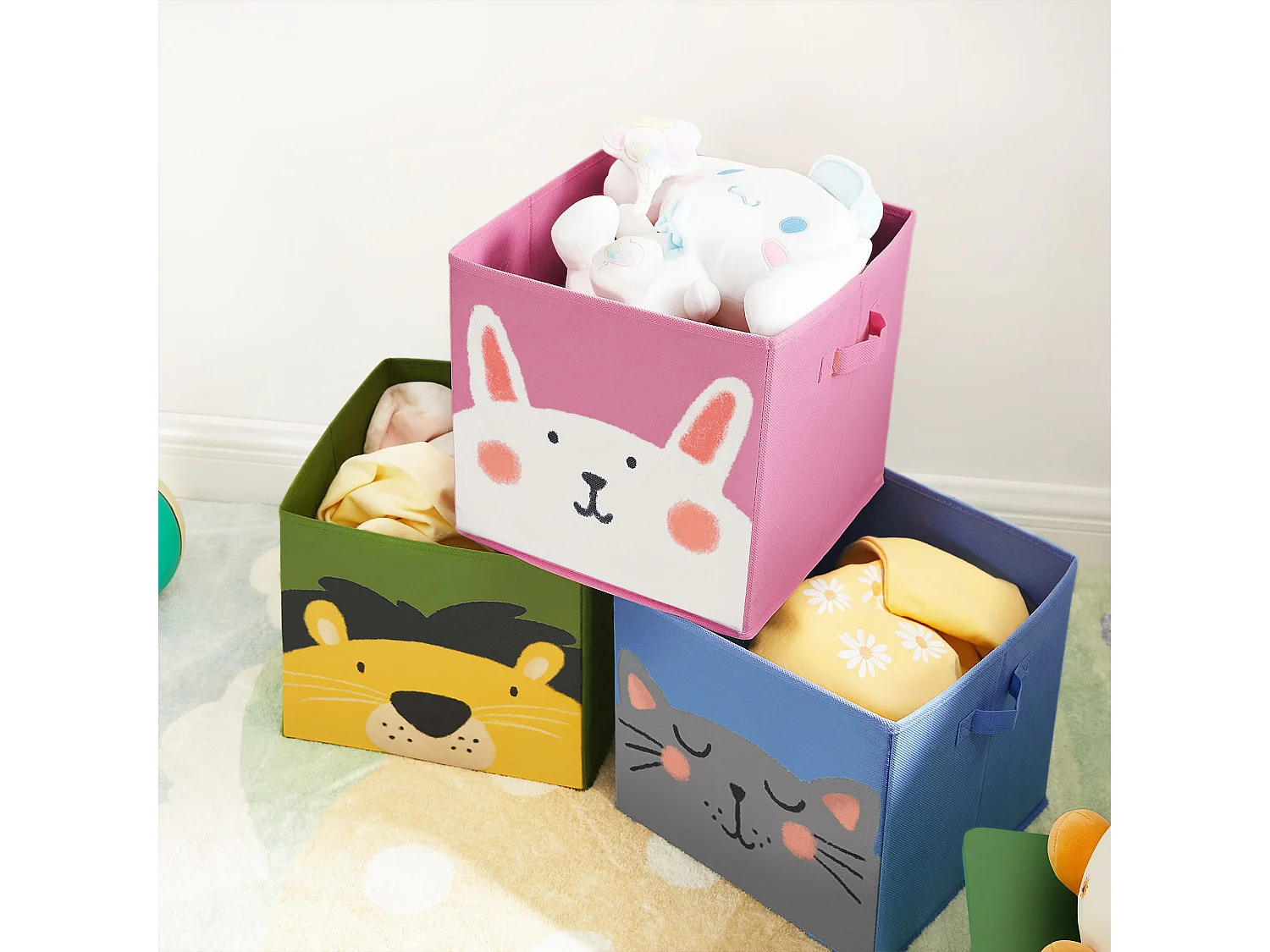 Opbergbox voor kinderen praktisch vliesstof karton grijs 30x30x30 cm