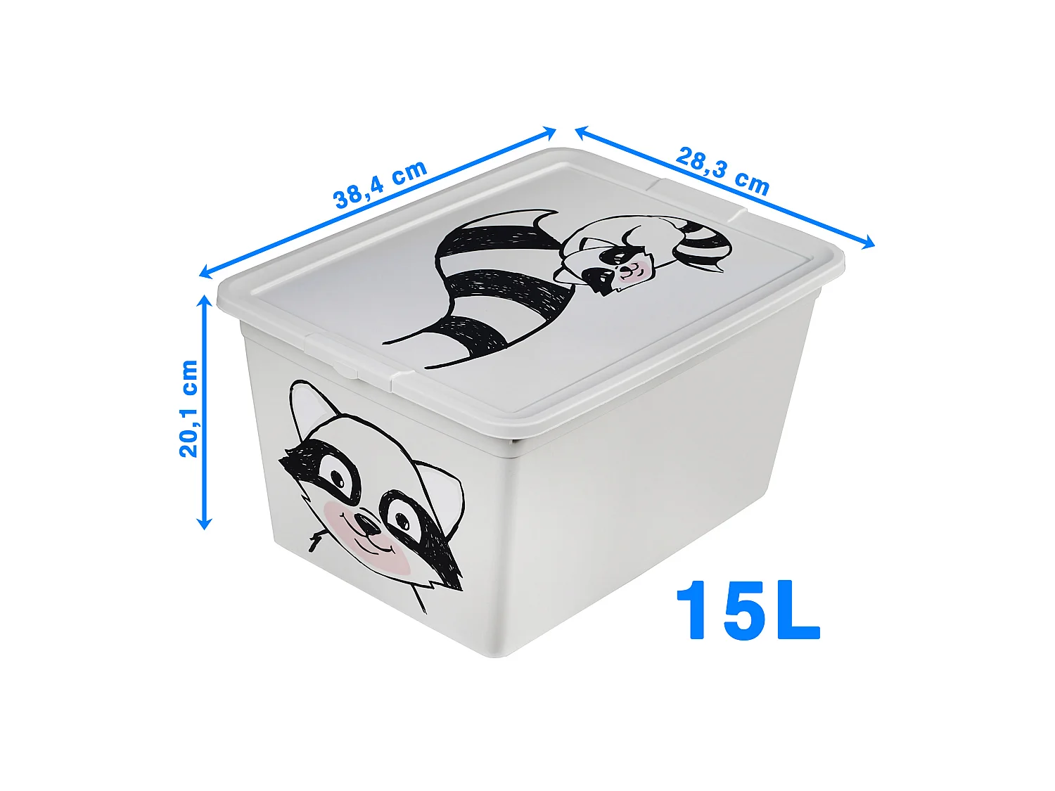 Kunststof opbergbox met deksel voor speelgoed wit 15 L 38,4x28,3x20,1 cm