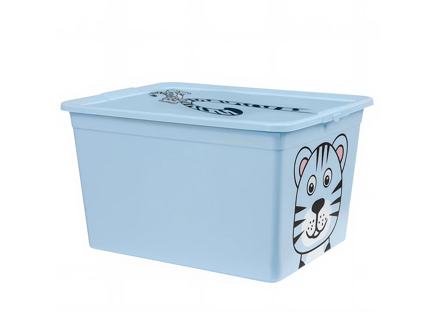Boîte de rangement pour jouets avec couvercle en plastique bleu 15 L 38,4x28,3x20,1 cm