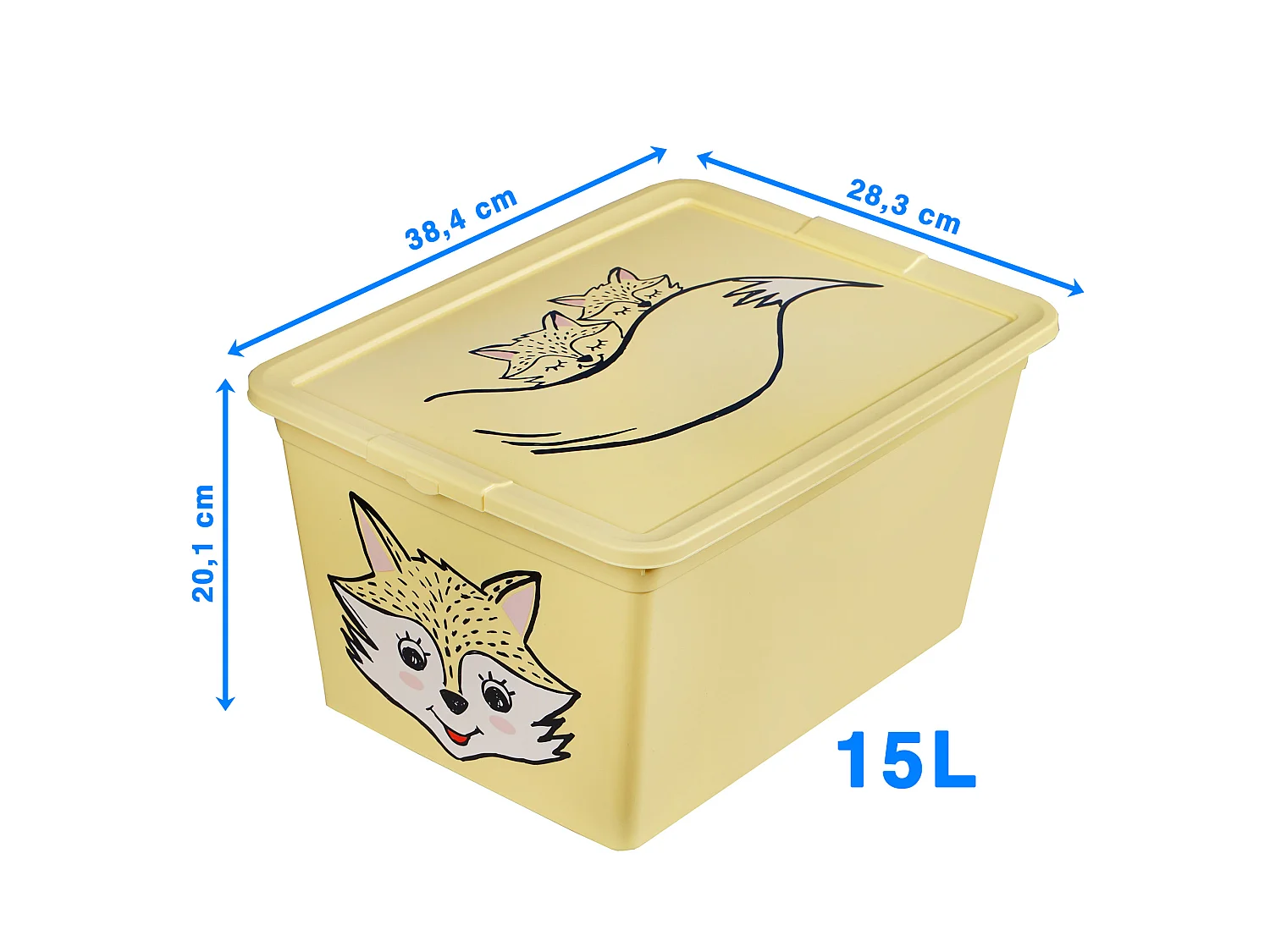 Plastic opbergbox voor speelgoed met deksel, BPA-vrij, kunststof, geel, 15 L