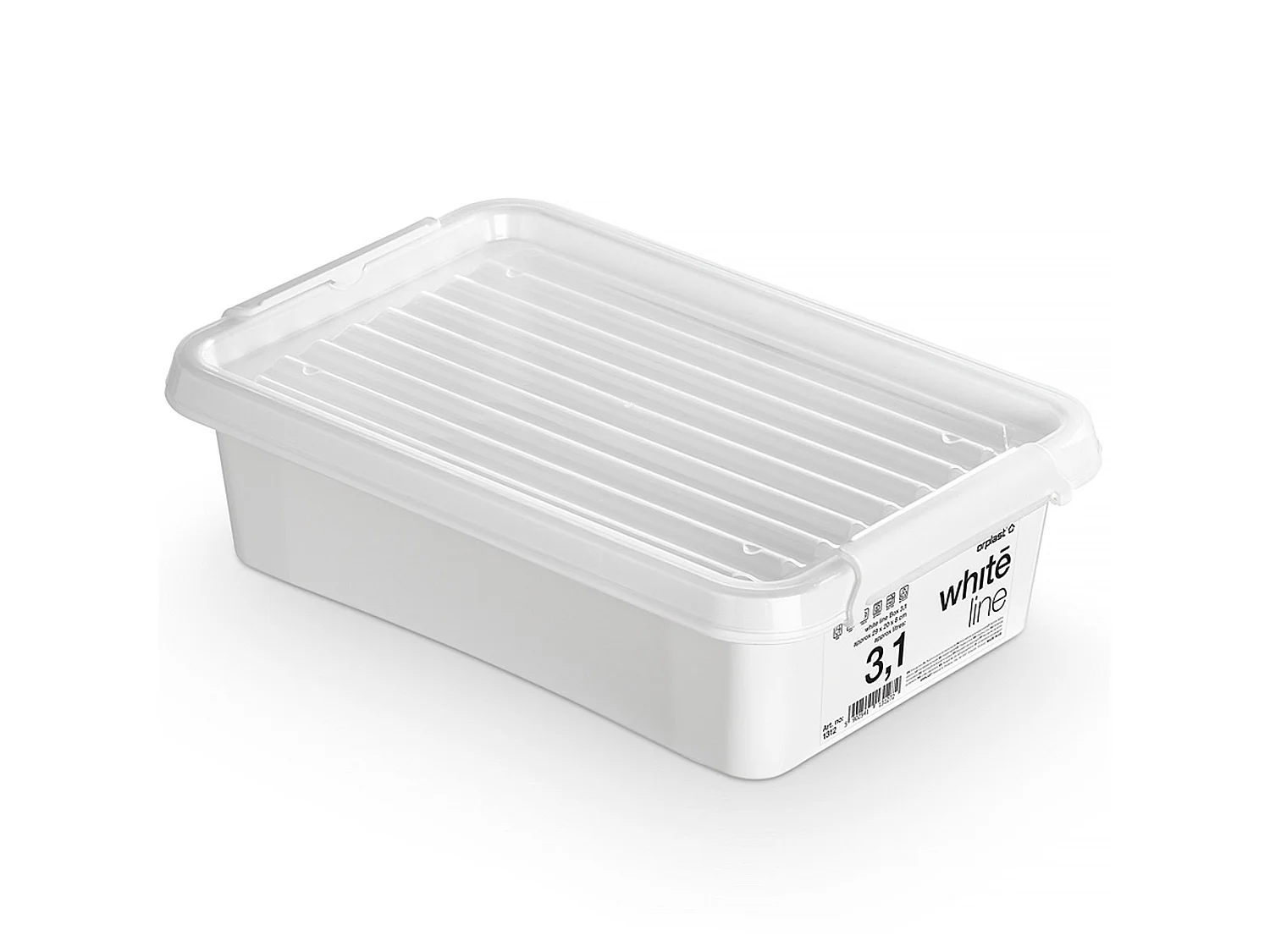Plastic opbergbox met deksel, polypropyleen, wit, 29,5x20x8,5 cm
