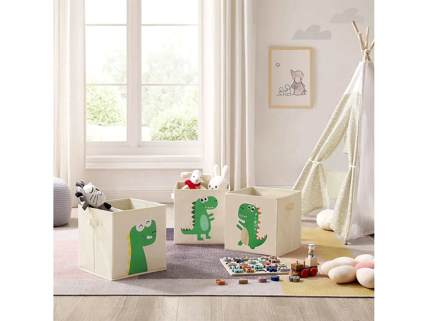 Kinderopberger praktisch vliesstof karton beige 30x30x30 cm