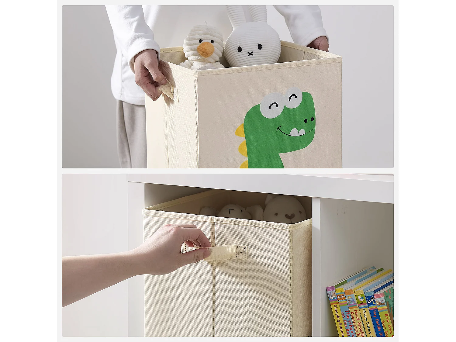 Kinderopberger praktisch vliesstof karton beige 30x30x30 cm