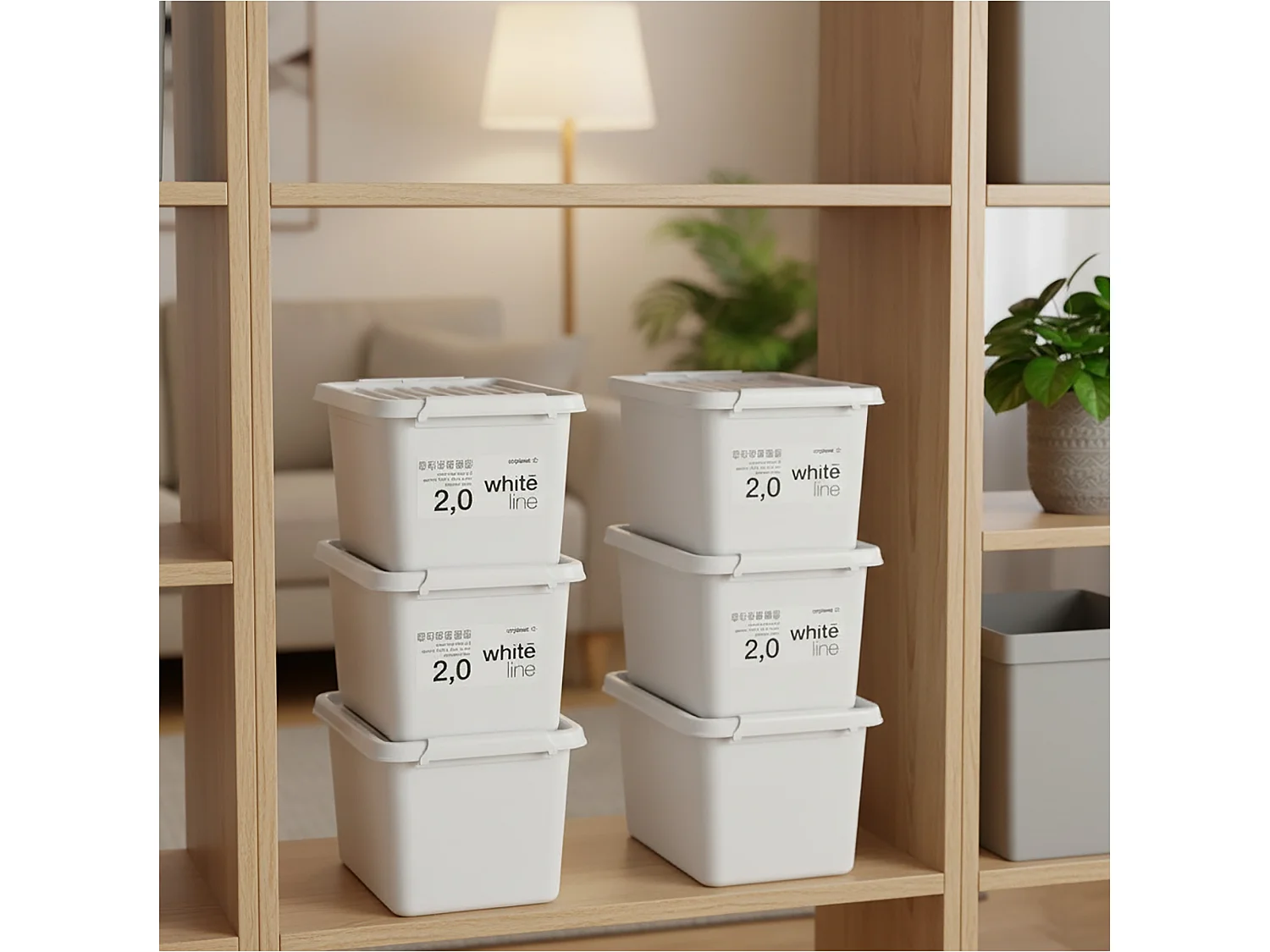 Plastic opbergbox met deksel, polypropyleen, wit, 19,5x15x11,5 cm