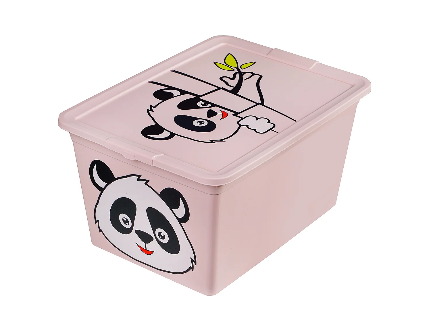 Boîte de rangement pour jouets avec couvercle en plastique rose panda 30 L 25,2 cm